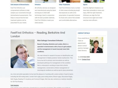 custom website for orthotics company in london