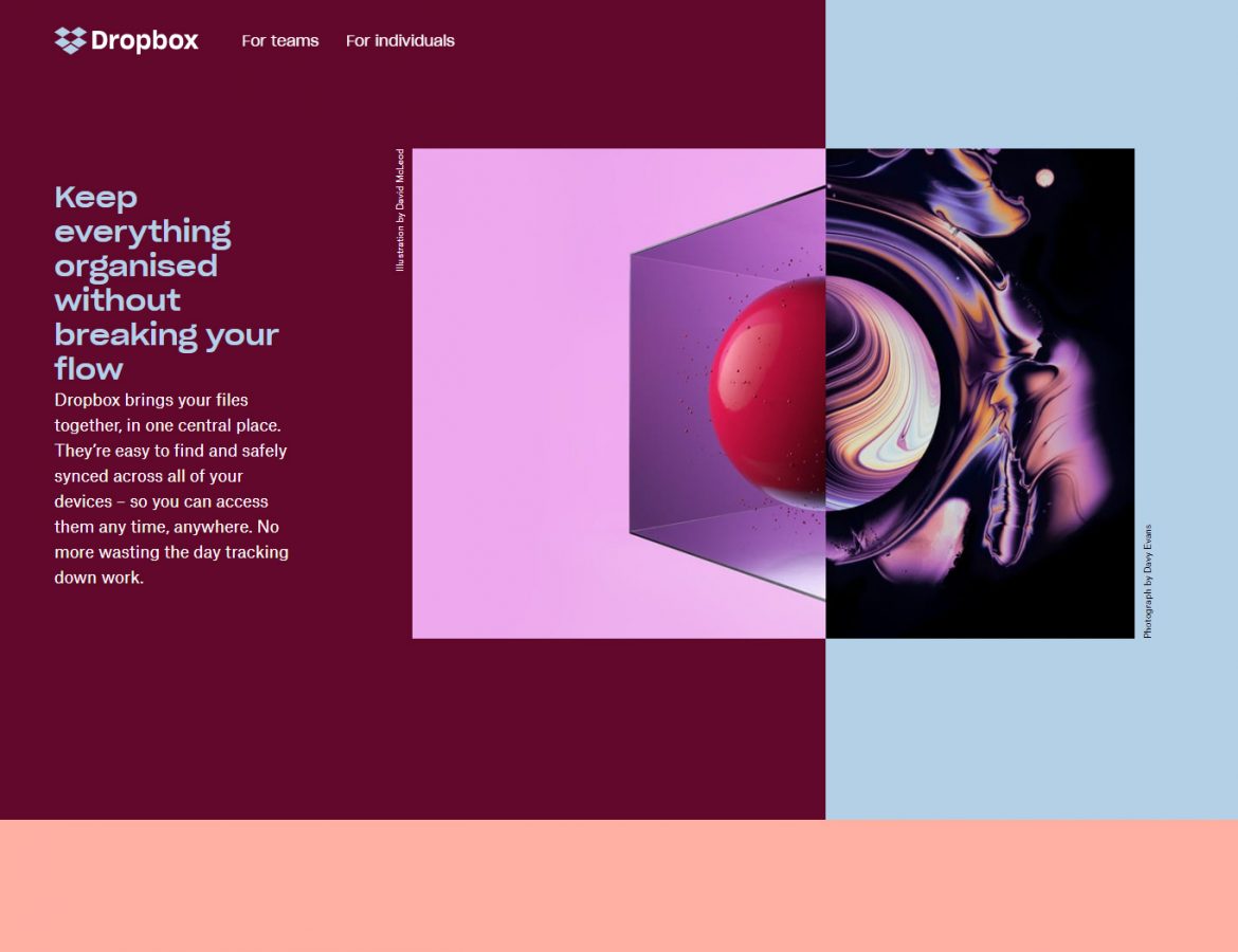 dropbox website colours example