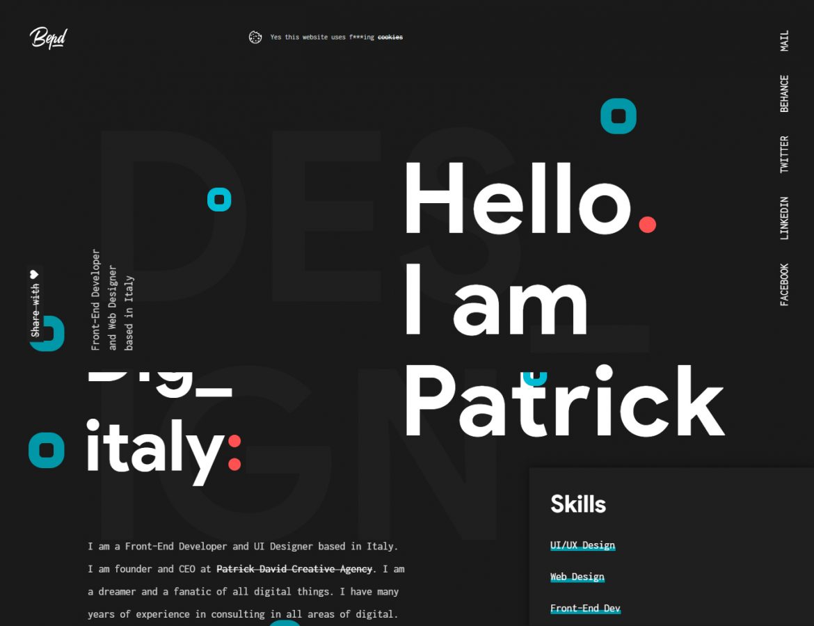 patrick david website typography example