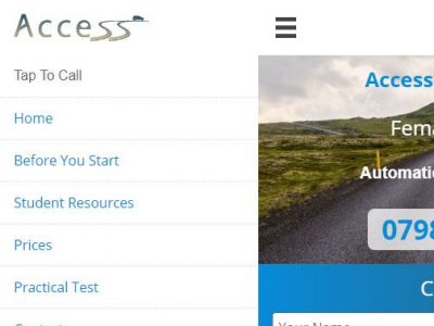 web design for access driving school in reading berkshire